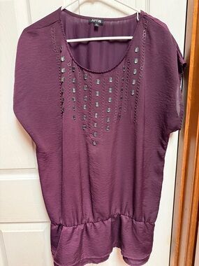 Apt. 9 Plum Beaded Scoop-Neck Tunic